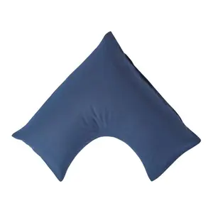 Homescapes Navy Blue Linen V Shaped Pillowcase