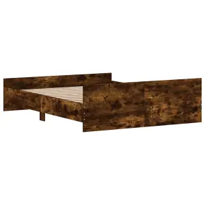 Berkfield Bed Frame with Headboard and Footboard Smoked Oak 160x200 cm