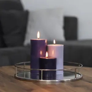 Pillar Candle Set of 3 Purple Candles by Laeto Ageless Aromatherapy - FREE DELIVERY INCLUDED