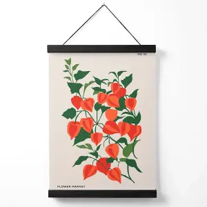 Orange and Green Climbing Plant Flower Market Minimalist Medium Poster with Black Hanger