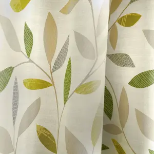 Beechwood Leaf Trail Pair of 100% Cotton Eyelet Curtains