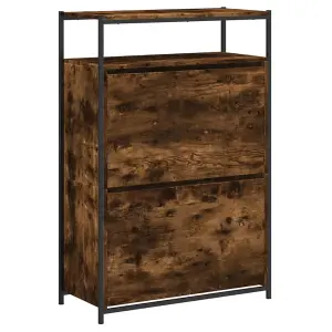 Berkfield Shoe Cabinet Smoked Oak 75x34x112 Engineered Wood