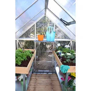 Hybrid 6 Ft W x 8 Ft D Hobby Greenhouse Silver