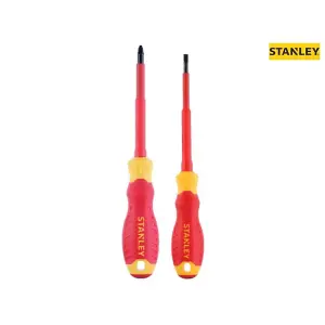 Stanley Fatmax VDE Insulated Screwdriver Pozi PZ2 Slotted 4mm STA060030 0-60-030