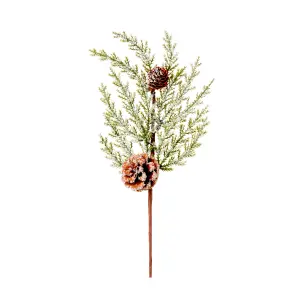 Premier Decorations Limited Flocked Fern & Cones Christmas pick