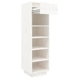 Shoe Cabinet White 30x34x105 cm Solid Wood Pine