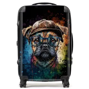 Border Terrier Dog Face Splashart Suitcase - Medium