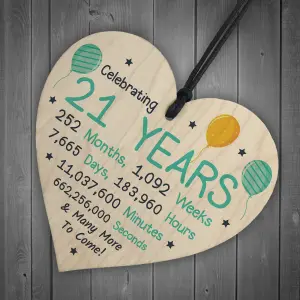 Red Ocean 21st Birthday Novelty Wooden Heart Gift For Son Brother Daughter Sister Friend Gifts For Him Her