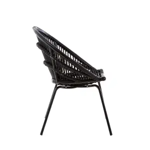 Interiors by Premier Black Washed Natural Rattan Chair, Rustless Rattan Chair, Easy Cleaning Rattan Armchair