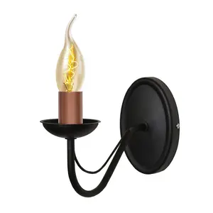 Luminosa Malbo Candle Wall Lamp Black, Copper 25cm