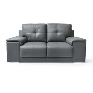 Kensington Faux Leather 2 Seater Sofa In Dark Grey