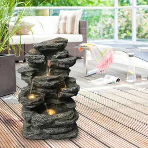 Certikin Heissner Rocky Waterfall Water Feature with Pump and Light 016586-00