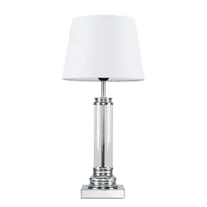 ValueLights Knowles Silver Modern Clear Glass Touch Floor Lamp with White Shade