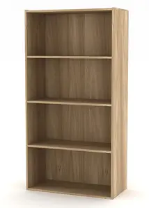 URBNLIVING 4 Tier Oak Wide Wooden Bookcase Cupboard Storage Shelving Display Shelf Cabinet Unit