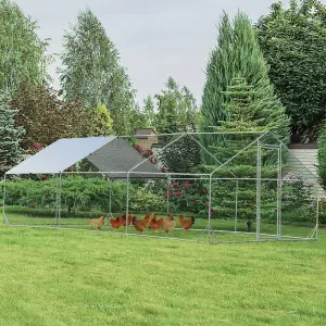 Costway 6M x 3M Chicken Coop Large Metal Spire-Shaped w/ Cover Walk-in Chicken Rabbits Ducks Cage