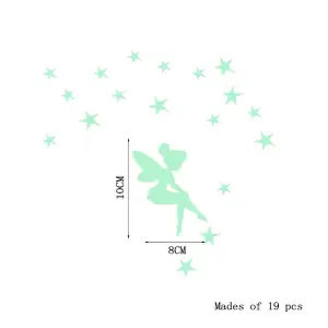 Glow in the Dark Walplus Sprinkle Fairy Stars Glowing Vinyl Wall Sticker Decor Glow in Dark Stickers Stock Clearance