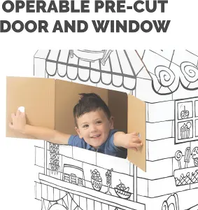 BANKERS BOX At Play Cardboard House Colour Your Own Childrens Playhouse Treats & Eats Playhouse