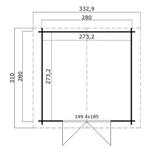 Lasita Osland Australia 34mm Log Cabin - 2.8m x 2.8m - Apex Roof Garden Building