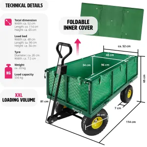 Garden Trolley - foldable side walls, padded handle, 550 kg load capacity - green