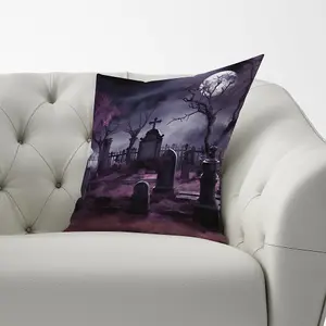 Witchs Moonlit Cemetery Design Cushions 33cm x 48cm