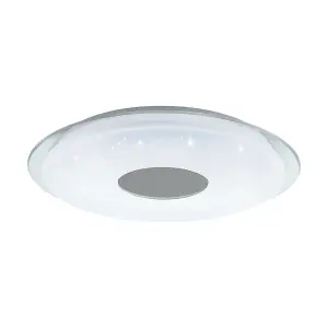 EGLO Lanciano-Z White Plastic Crystal Effect Integrated LED Smart Light Flush Fitting, (D) 45cm