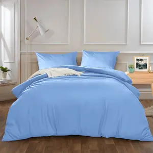 Kiranjot Microfibre 200 TC Reversible Modern & Contemporary Duvet Cover Set With Pillow Cases Light Blue / Kingsize - 2 Standard Pillowcases