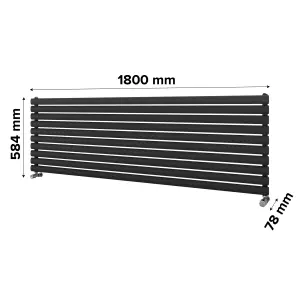 Ximax Champion FORH1164600A Anthracite Gas Horizontal Designer Radiator, (W)1800mm x (H)584mm