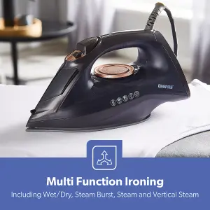 Geepas Steam Iron Dry & Wet Ceramic Non-Stick Gliding Soleplate Vertical 2400W