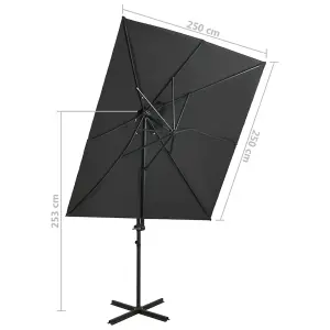 Berkfield Cantilever Umbrella with Double Top Anthracite 250x250 cm