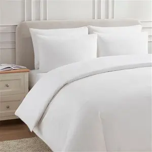 DUSK Girona 200 Thread Count Pom-Pom Duvet Cover - Cotton - White - Single