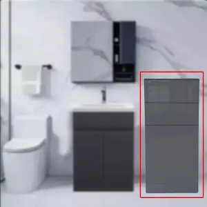 Handleless High Gloss Dark Grey 1 Door 2 Drawer Bathroom Storage Cabinet 1200mm