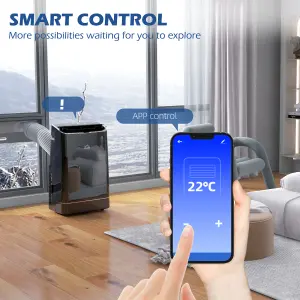 HOMCOM 14000 BTU Mobile Air Conditioner with WiFi Smart App, 35m² 823-049V70BK