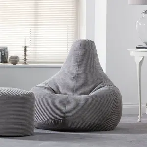 icon Dalton Corduroy Recliner Bean Bag Chair & Footstool Grey