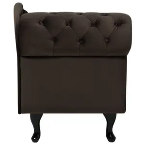 Left Hand Chaise Lounge Velvet Brown NIMES