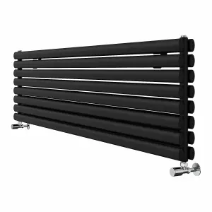 Right Radiators 1800x472 mm Horizontal Vertical Oval Column Radiator Double Panel Rads Black