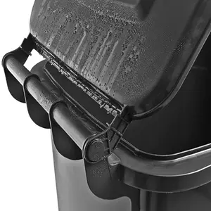 Grey 140L Compact Sized Waste Recycling Wheelie Bins With Strong Rubber Wheels & Lid