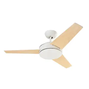 Luminosa Windy Ceiling Fan White with Wood Blades