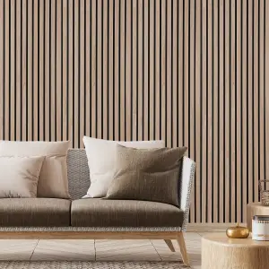 Fuse Acoustic Wooden Wall Panel in Walnut Effect, 2.4m x 0.6m