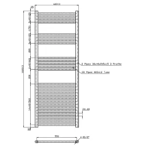 Rinse 1600x600mm Chrome Bathroom Heated Towel Rail Radiator Straight Ladder Style Towel Warmer