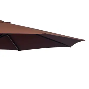 Outsunny 3(m) Garden Banana Parasol Cantilever Umbrella Crank, Coffee