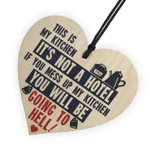 Red Ocean Vintage This Is My Kitchen Funny Hanging Wooden Heart Retro Kitchen Sign Gifts