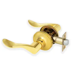 XFORT Cabriole Passage Knob Set Polished Brass for Internal Wooden Doors