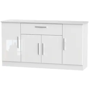 Harrow 4 Door 1 Drawer Wide Unit in White Gloss (Ready Assembled)