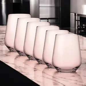 Queensway Home & Dining 425ml 6 Pcs Pink Coloured Tumbler Short Cocktails Juice Glasses