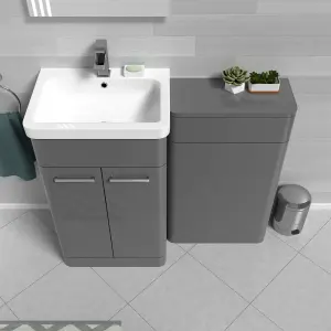 Nes Home Grey 1000mm Freestanding Cabinet Ceramic Basin & WC Unit