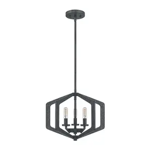 Elstead Quoizel Vanguard Wire Frame Pendant Ceiling Light Old Black