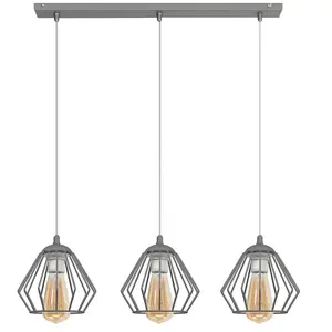 Luminosa Agat Straight Bar Pendant Ceiling Light Grey 65cm