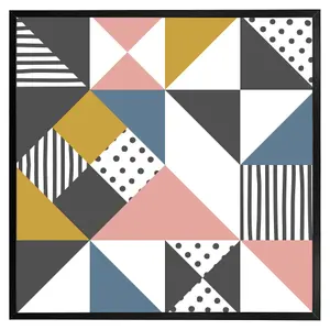 Coloured geometric pattern (Picutre Frame) / 16x16" / Grey