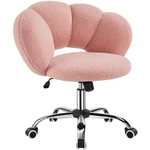 Yaheetech Upholstered Desk Chair with Cloud Shaped Backrest - Pink