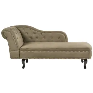 Left Hand Chaise Lounge Velvet Olive Green NIMES